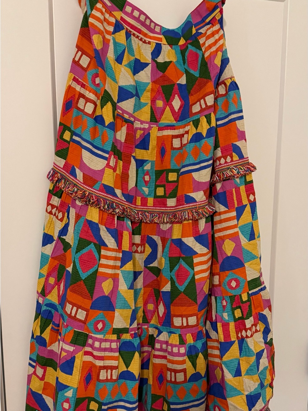 ANTONIO MELANI Bright Multi-Color Geometric Tiered Dress